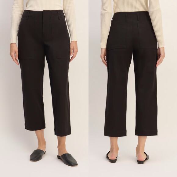 Everlane The Organic Utility Pant Mid Rise Straight Leg Navy Black Women 2 NWOT - Picture 1 of 13
